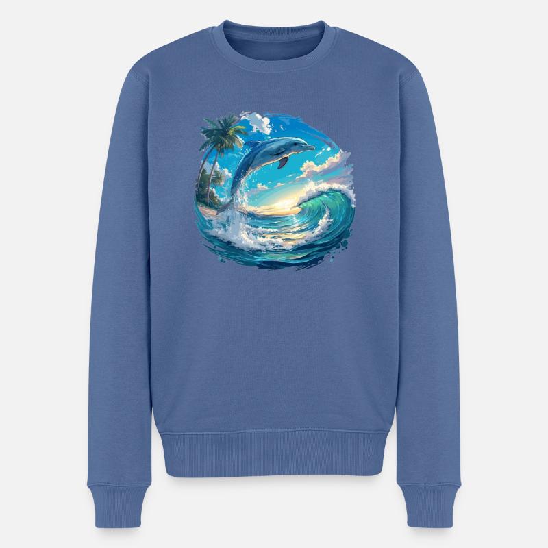 Dauphin Dauphins Dauphin - Pull Premium bio Homme - bleu pigeon