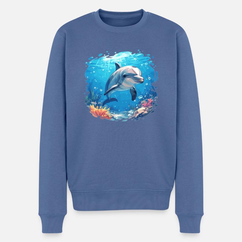 Dauphin Dauphins Dauphin - Pull Premium bio Homme - bleu pigeon