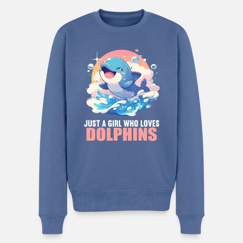 Dolphin Delfine Delfin - Männer Premium Bio Pullover - Taubenblau