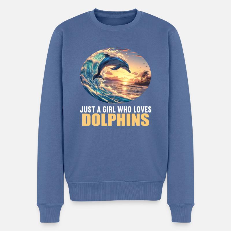 Dolphin Delfine Delfin - Männer Premium Bio Pullover - Taubenblau