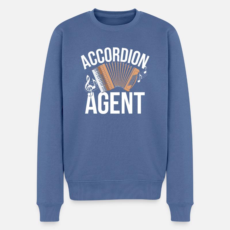 Akkordeon - Männer Premium Bio Pullover - Taubenblau