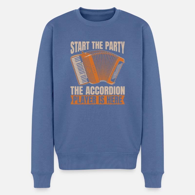 Akkordeon - Männer Premium Bio Pullover - Taubenblau
