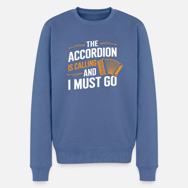 Accordéon - Pull Premium bio Homme - bleu pigeon