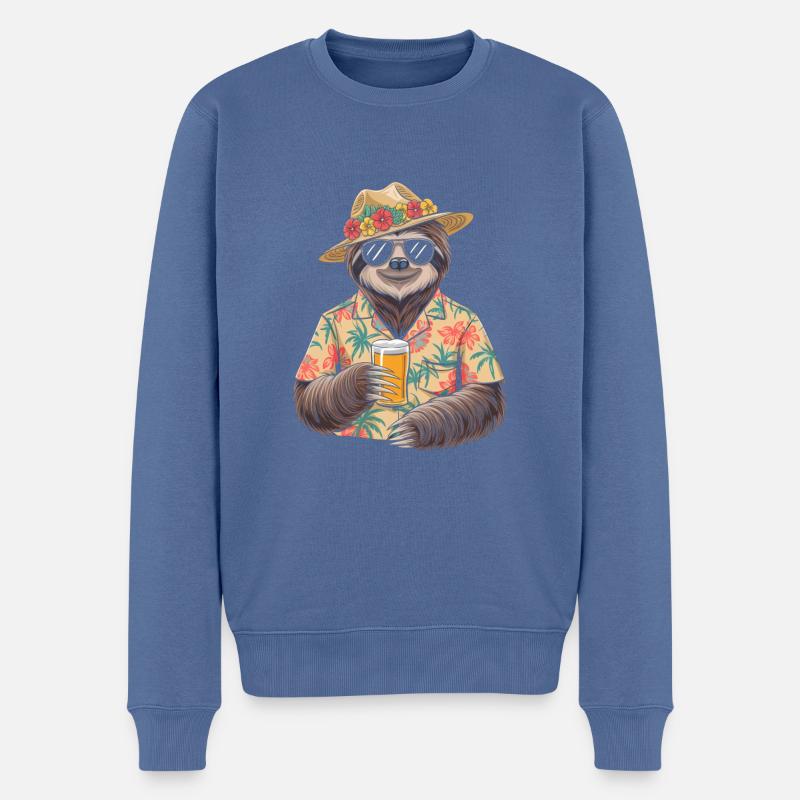 Faultier Bier - Männer Premium Bio Pullover - Taubenblau
