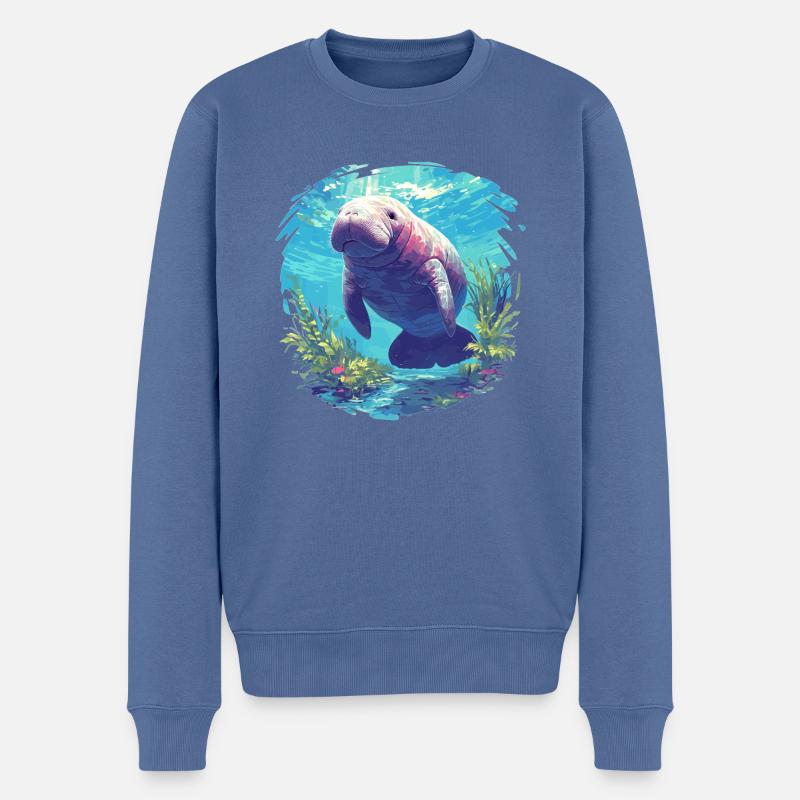 Seekuh Manatees Manatee - Männer Premium Bio Pullover - Taubenblau