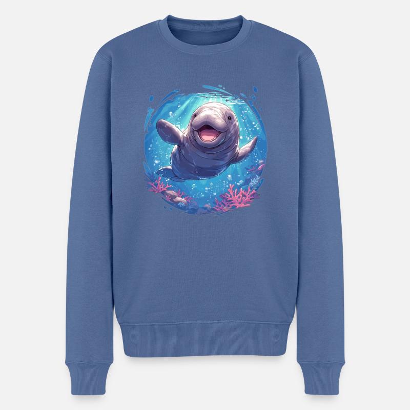 Seekuh Manatees Manatee - Männer Premium Bio Pullover - Taubenblau