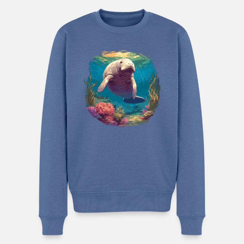 Seekuh Manatees Manatee - Männer Premium Bio Pullover - Taubenblau