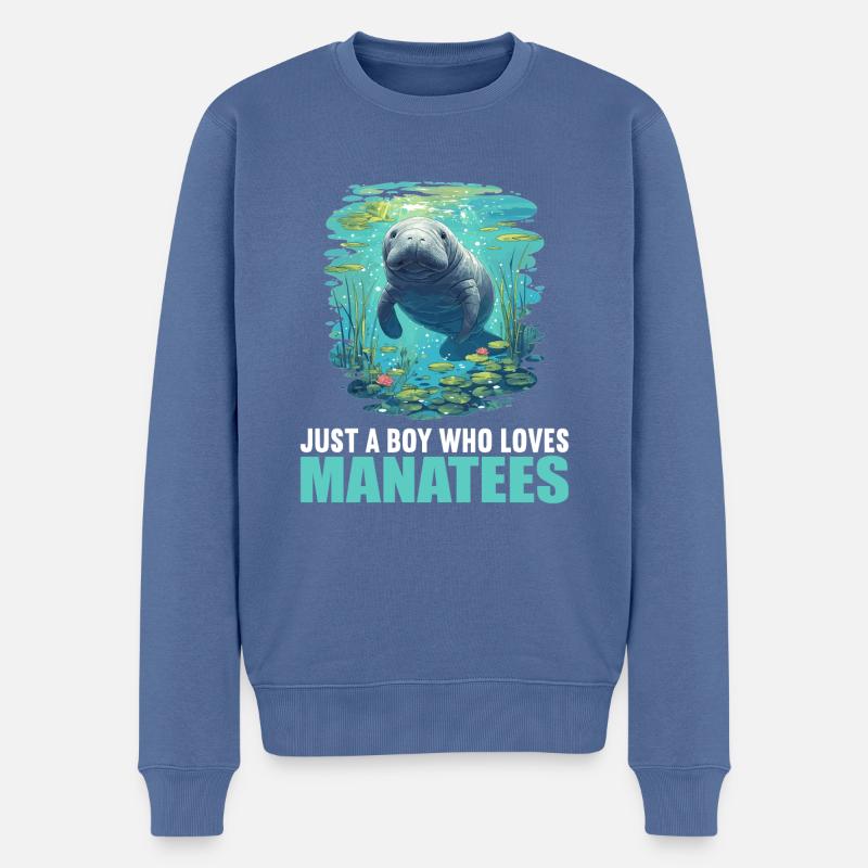 Seekuh Manatees Manatee - Männer Premium Bio Pullover - Taubenblau