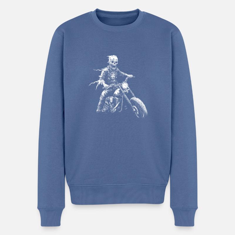 Zombie Biker - Männer Premium Bio Pullover - Taubenblau