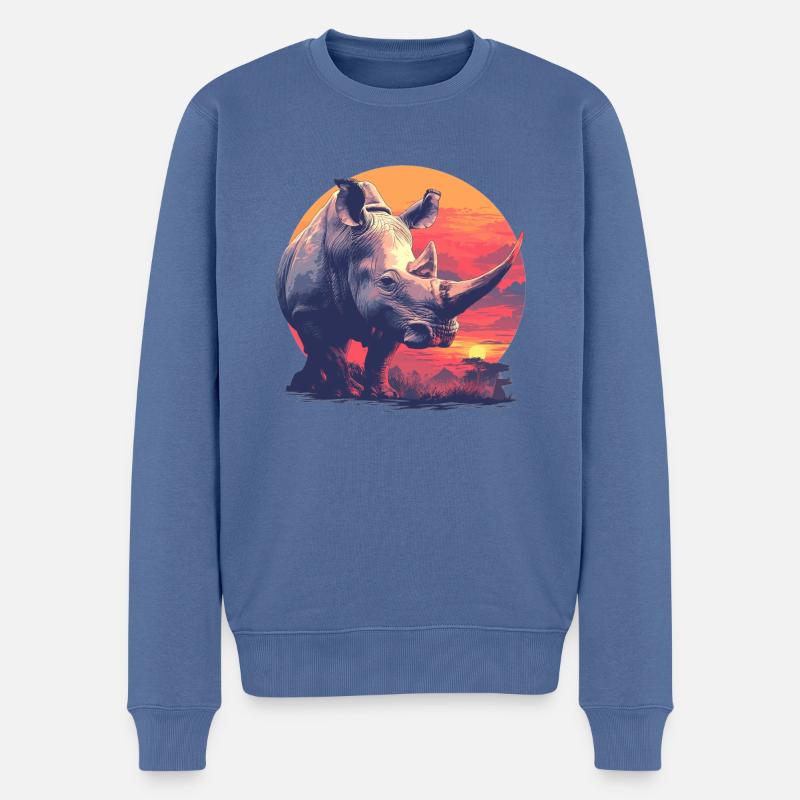 Rhino Nashörner Nashorn - Männer Premium Bio Pullover - Taubenblau