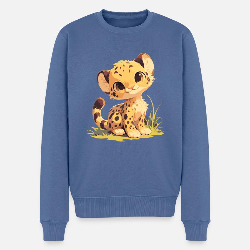 Cheetah Geparde Gepard - Männer Premium Bio Pullover - Taubenblau