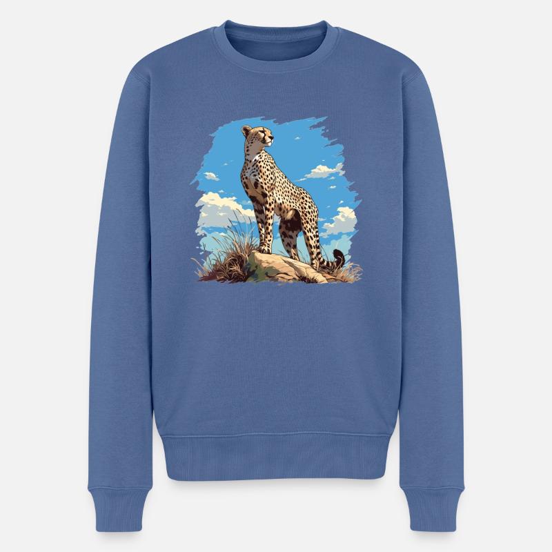 Guépard Geparde Gepard - Pull Premium bio Homme - bleu pigeon