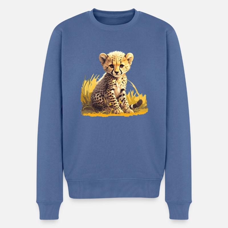 Cheetah Geparde Gepard - Männer Premium Bio Pullover - Taubenblau