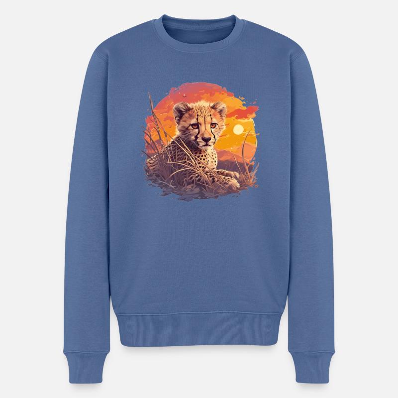 Cheetah Geparde Gepard - Männer Premium Bio Pullover - Taubenblau