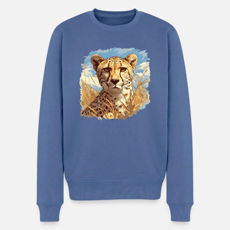 Guépard Geparde Gepard - Pull Premium bio Homme - bleu pigeon