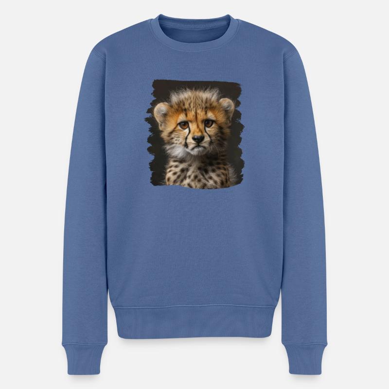 Cheetah Geparde Gepard - Männer Premium Bio Pullover - Taubenblau