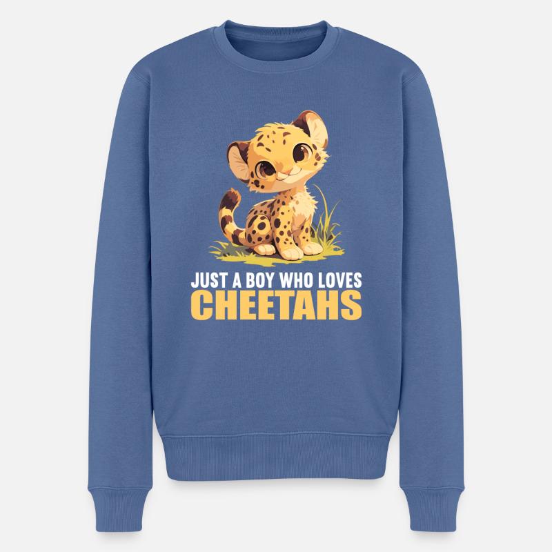 Cheetah Geparde Gepard - Männer Premium Bio Pullover - Taubenblau