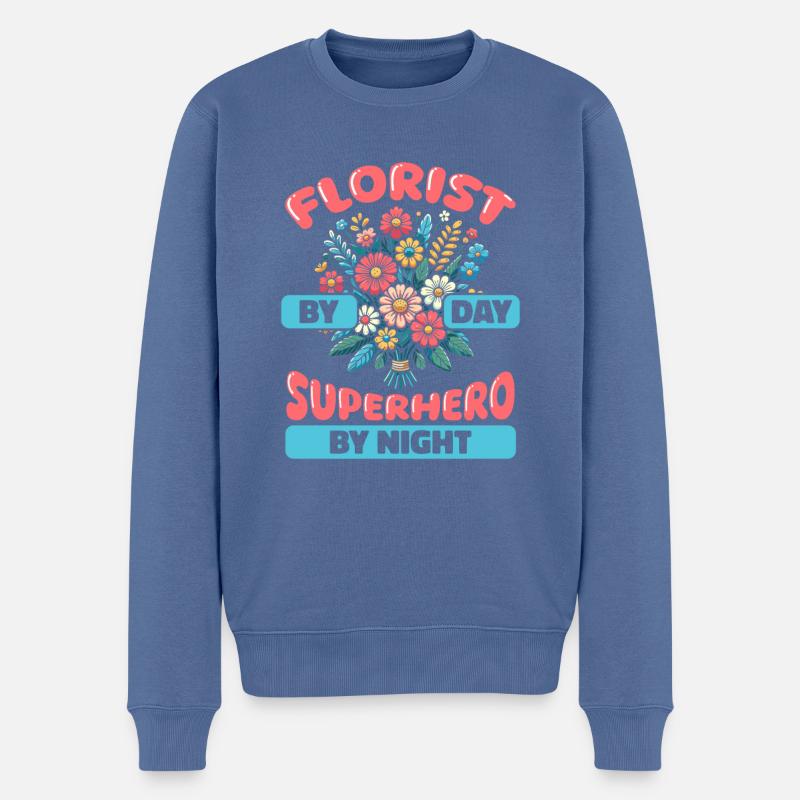 Fleuriste Fleuriste Fleuriste - Pull Premium bio Homme - bleu pigeon