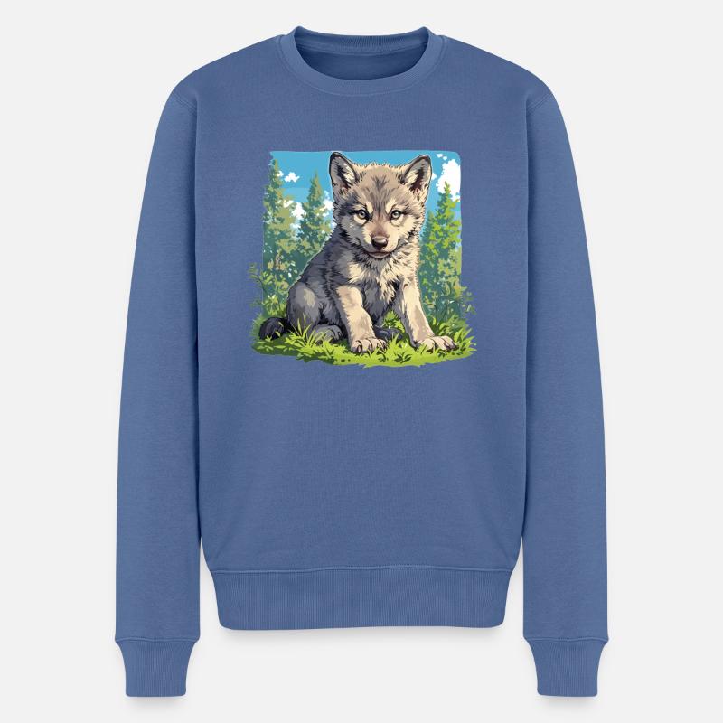 Loups Loup - Pull Premium bio Homme - bleu pigeon