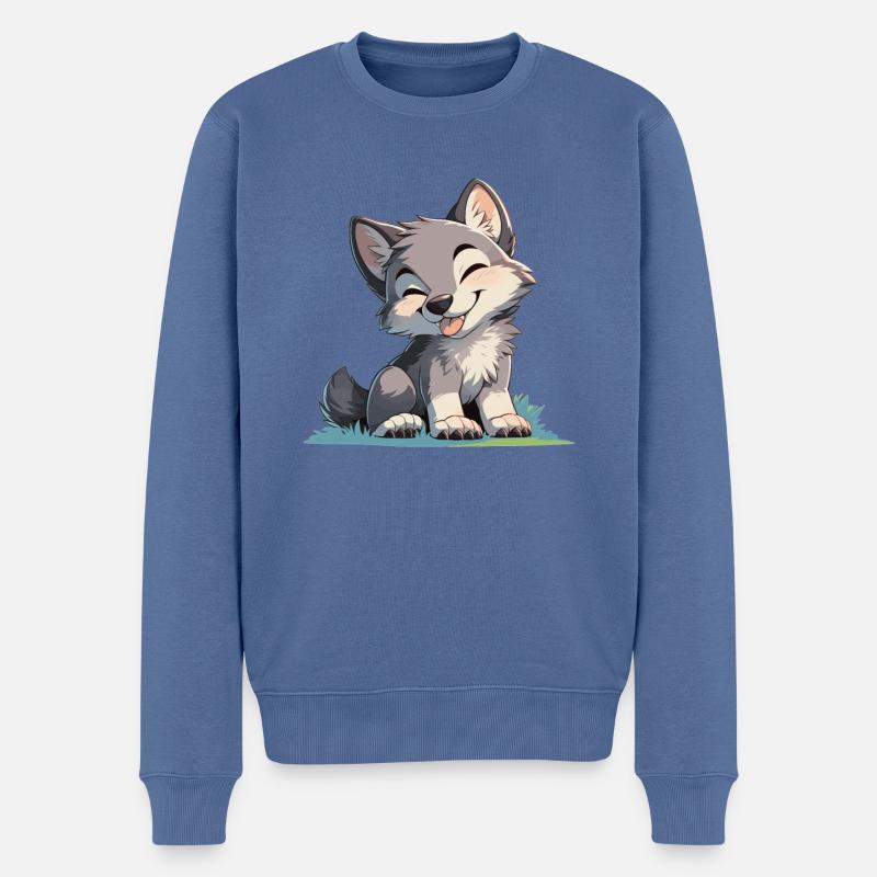 Loups Loup - Pull Premium bio Homme - bleu pigeon