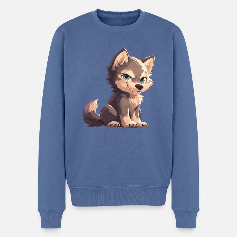 Loups Loup - Pull Premium bio Homme - bleu pigeon