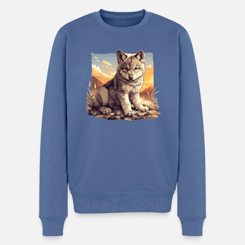 Loups Loup - Pull Premium bio Homme - bleu pigeon