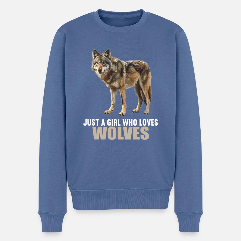Wölfe Wolf - Männer Premium Bio Pullover - Taubenblau