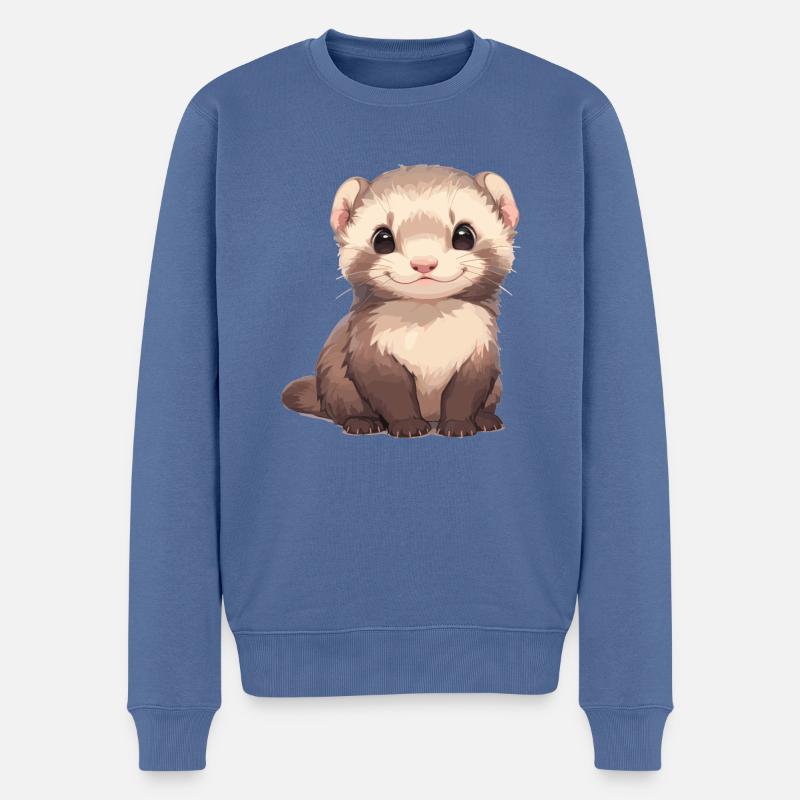 Ferret Frettchen - Männer Premium Bio Pullover - Taubenblau