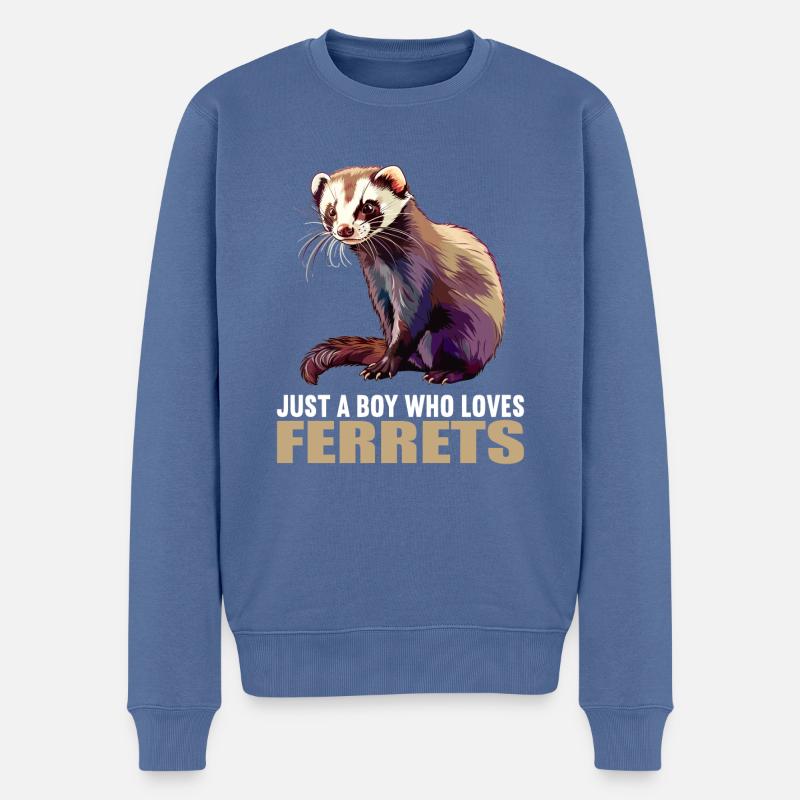 Ferret Frettchen - Männer Premium Bio Pullover - Taubenblau