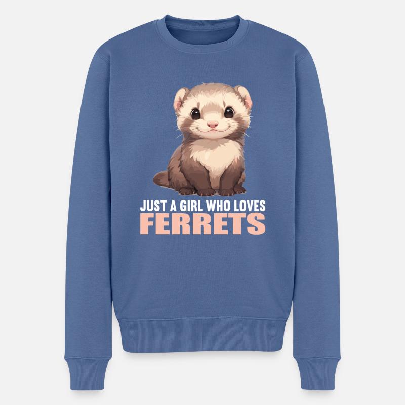 Ferret Frettchen - Männer Premium Bio Pullover - Taubenblau