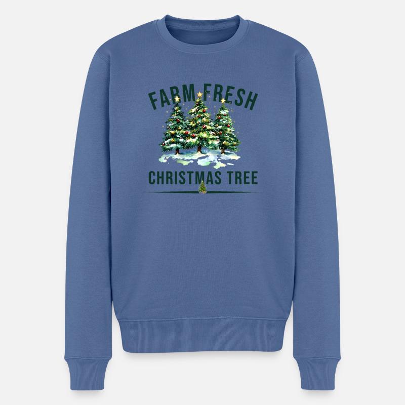 Farm Fresh Christmas Tree - Männer Premium Bio Pullover - Taubenblau