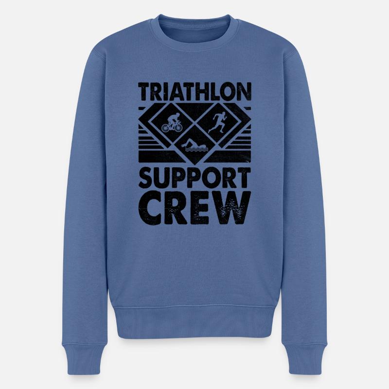 Triathlon Support Crew Schwimmen Rad Laufen Triathlet - Männer Premium Bio Pullover - Taubenblau