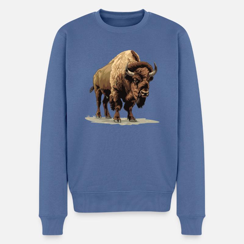 Bisons Bison - Männer Premium Bio Pullover - Taubenblau