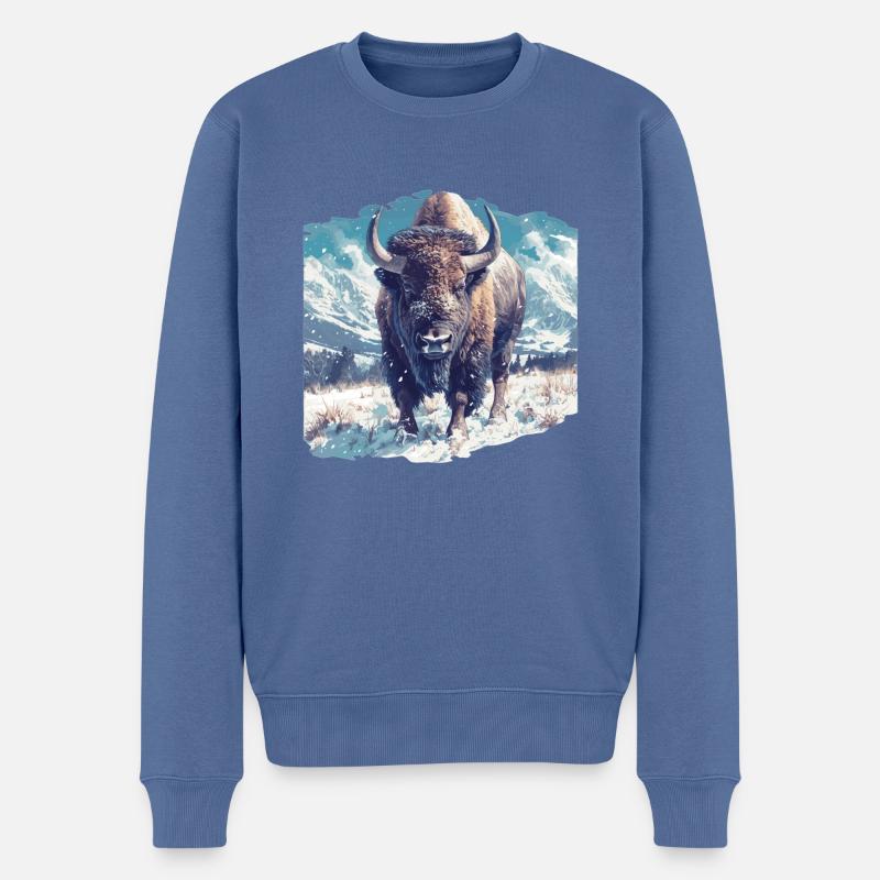 Bisons Bison - Männer Premium Bio Pullover - Taubenblau