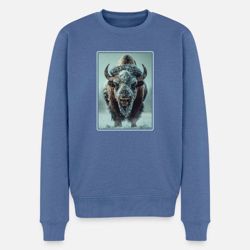 Bisons Bison - Pull Premium bio Homme - bleu pigeon