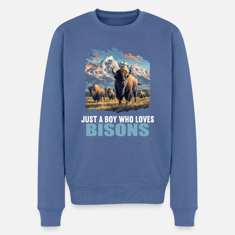 Bisons Bison - Pull Premium bio Homme - bleu pigeon