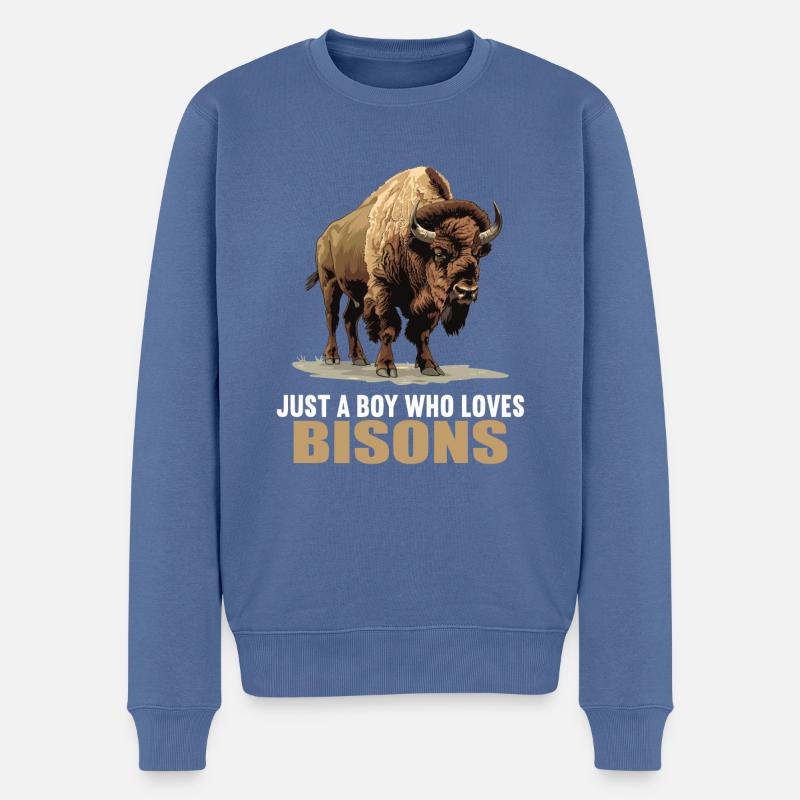 Bisons Bison - Männer Premium Bio Pullover - Taubenblau