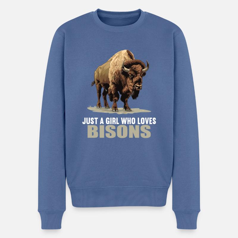 Bisons Bison - Pull Premium bio Homme - bleu pigeon