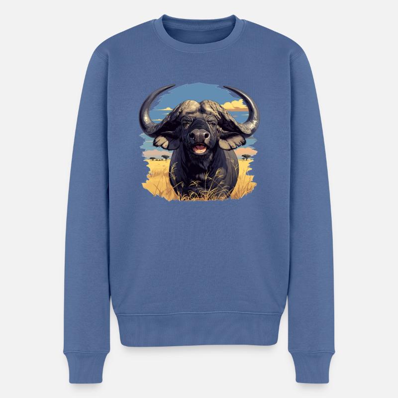 Buffles Buffalo Büffel - Pull Premium bio Homme - bleu pigeon