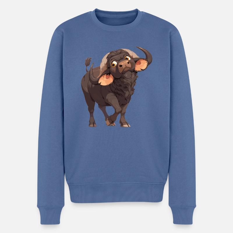 Buffalos Buffalo Büffel - Männer Premium Bio Pullover - Taubenblau