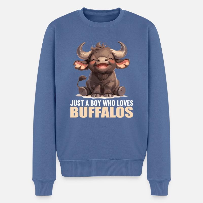 Buffalos Buffalo Büffel - Männer Premium Bio Pullover - Taubenblau