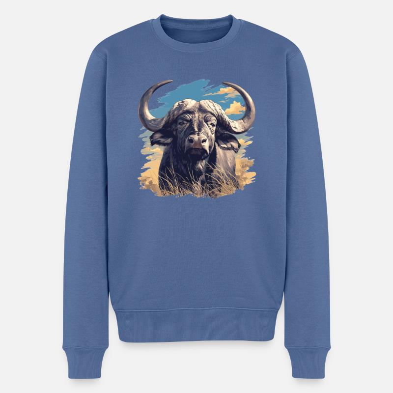 Buffles Buffalo Büffel - Pull Premium bio Homme - bleu pigeon