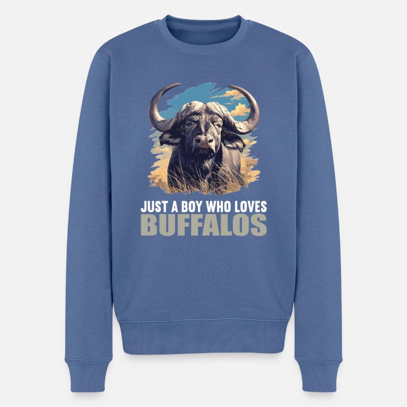 Buffalos Buffalo Büffel - Männer Premium Bio Pullover - Taubenblau
