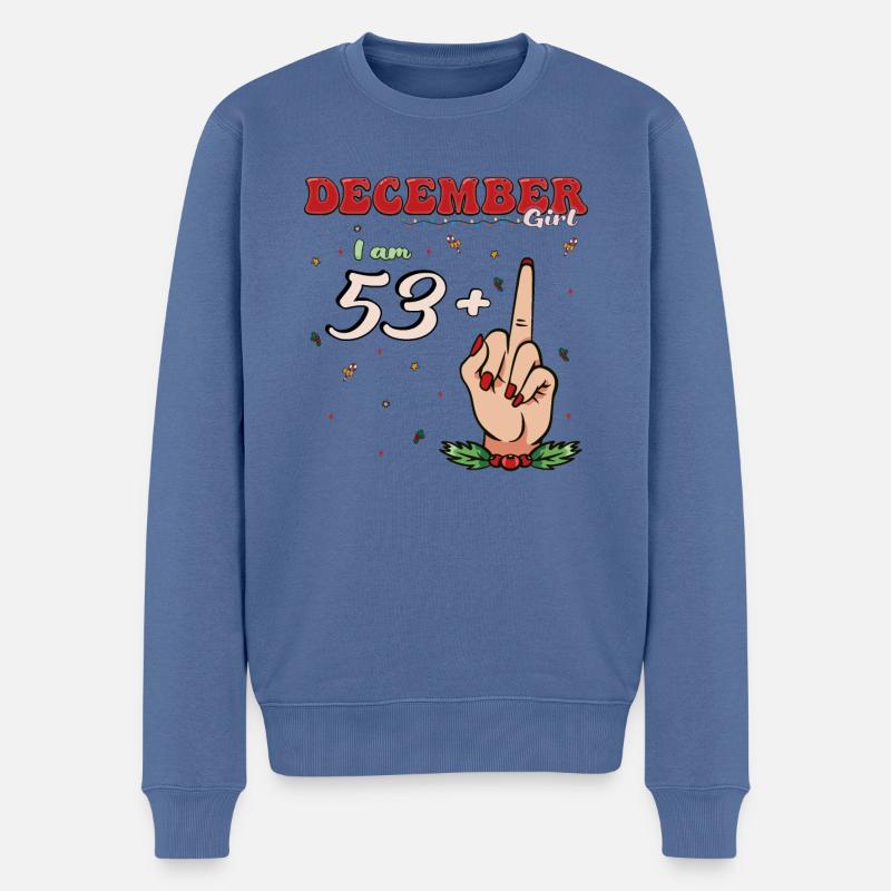 Fille de décembre 53 + Flip Off | Féroce 54e - Pull Premium bio Homme - bleu pigeon