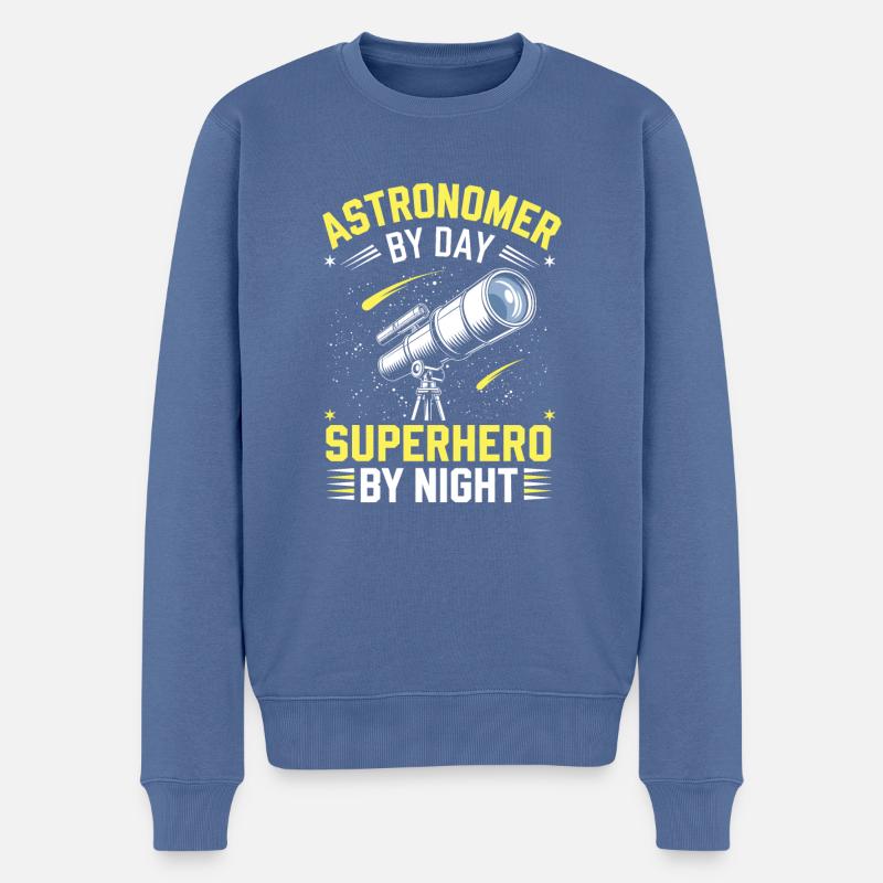 Astronome - Pull Premium bio Homme - bleu pigeon