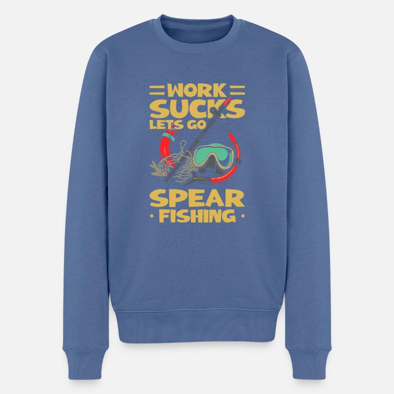 Speerfischen Angeln - Männer Premium Bio Pullover - Taubenblau