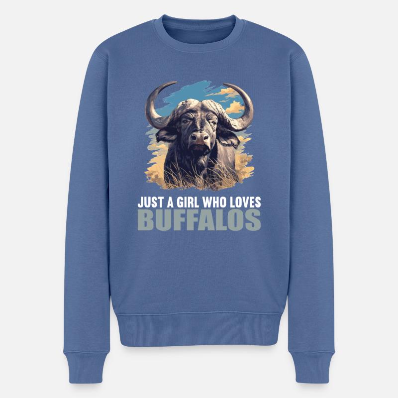 Buffalos Buffalo Büffel - Männer Premium Bio Pullover - Taubenblau