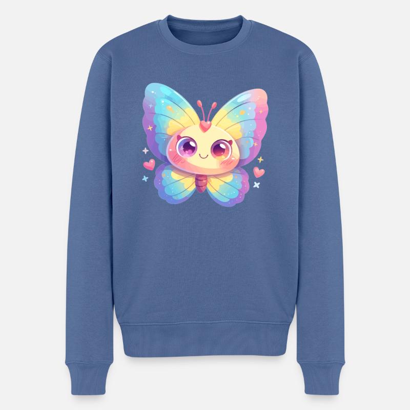 papillon papillons papillon papillon - Pull Premium bio Homme - bleu pigeon