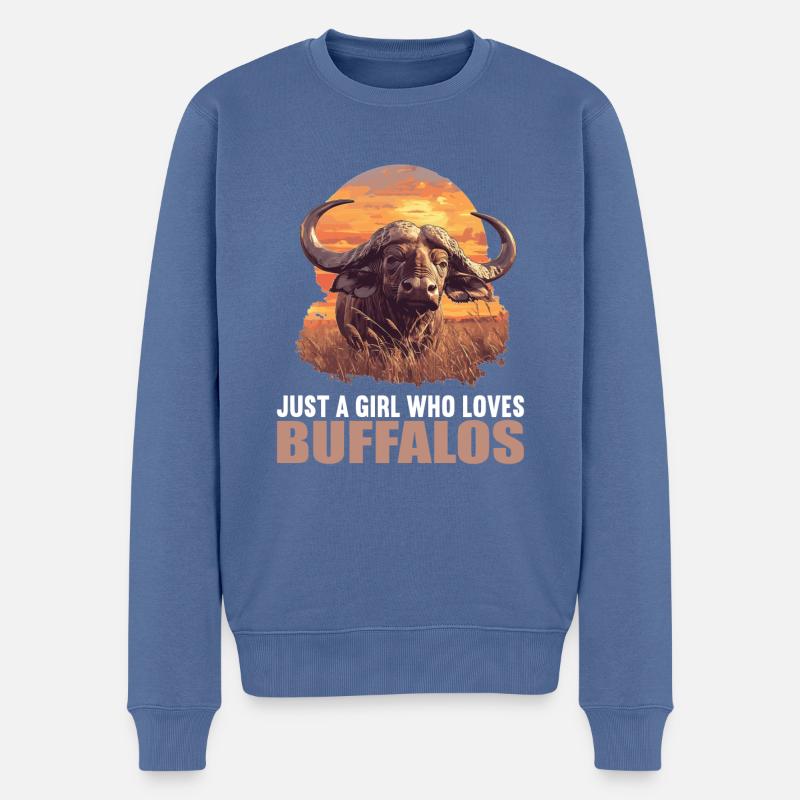 Buffalos Buffalo Büffel - Männer Premium Bio Pullover - Taubenblau