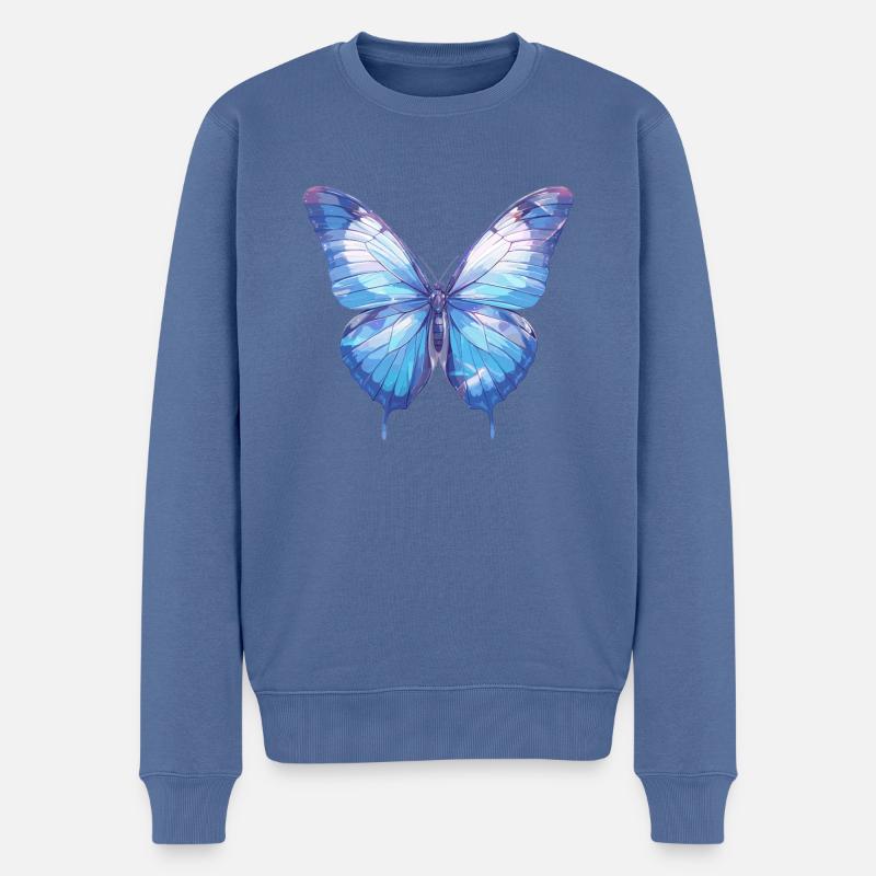 papillon papillons papillon papillon - Pull Premium bio Homme - bleu pigeon